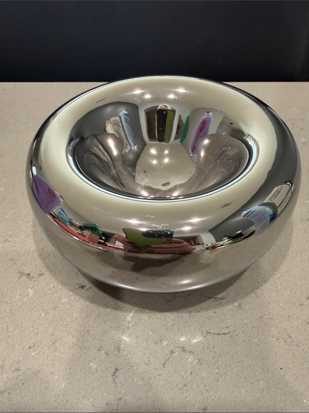 Urban Outfitters Modern Reflective Silver Decorative Bowl, new